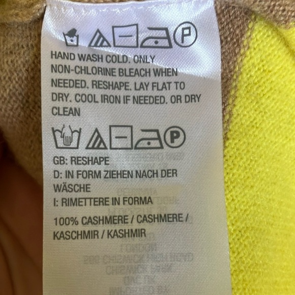 Isaac Mizrahi 100% Cashmere Yellow and Tan Striped Maxi Long Cardigan - Picture 5 of 6